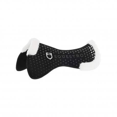 COMPENSATORE EQUESTRO ECOWOOL MEMORY FOAM CON GRIP, TESSUTO TRAFORATO SUL GARRESE LOGO BIANCO