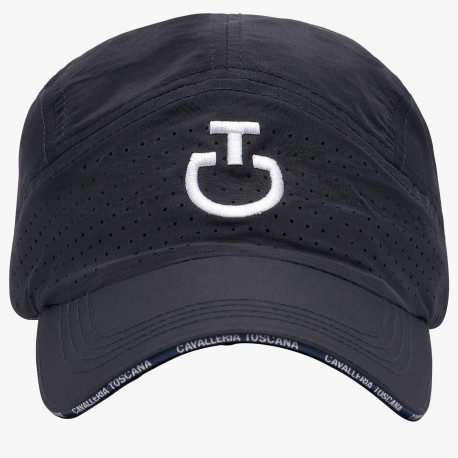 Cappello in nylon con inserto traforato e logo ricamato