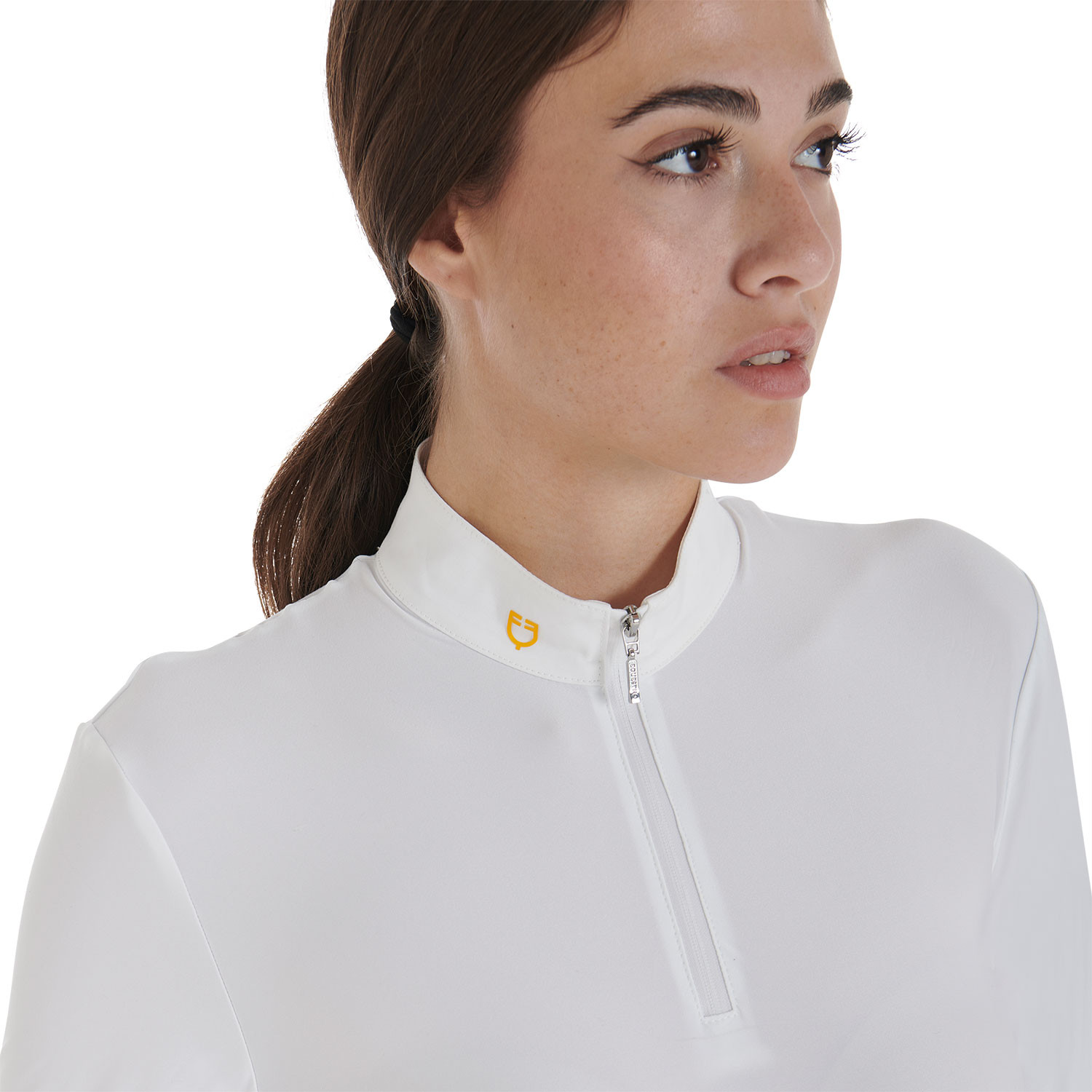 Polo donna manica lunga in tessuto tecnico felpato - immagine 2