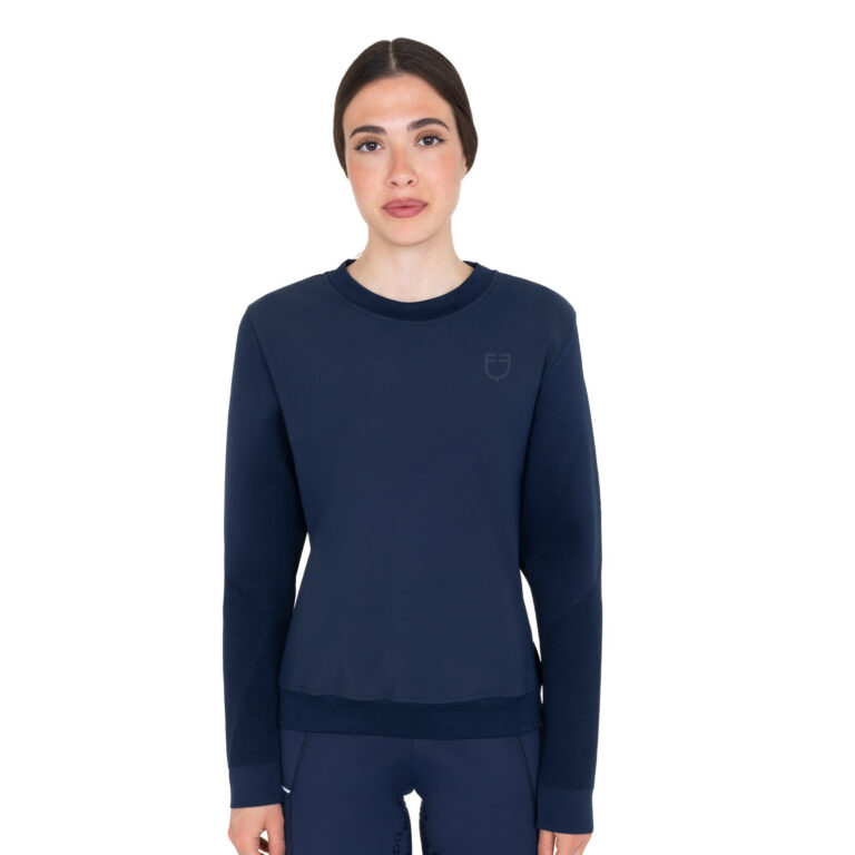 Felpa tecnica donna girocollo con inserti micro mesh
