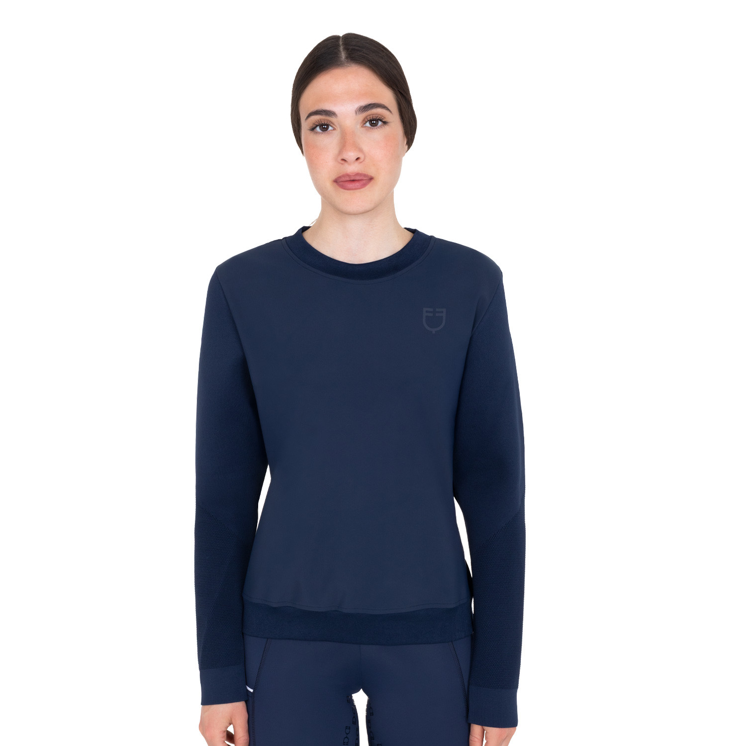 Felpa tecnica donna girocollo con inserti micro mesh