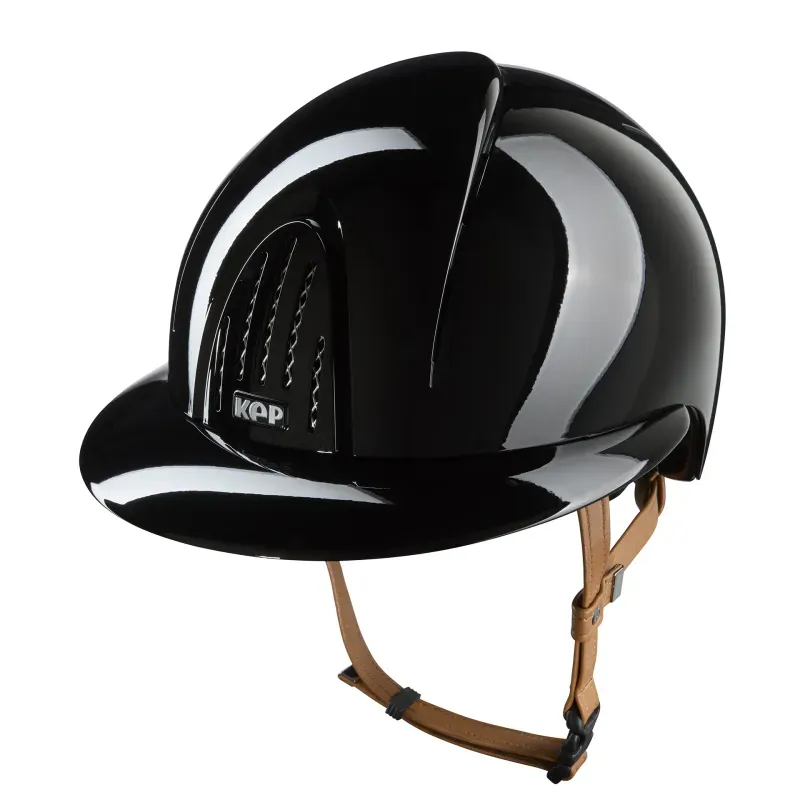 Casco Kep equitazione Smart Nova / Polish Nero / Cinturino Beige / Visiera Polo Large